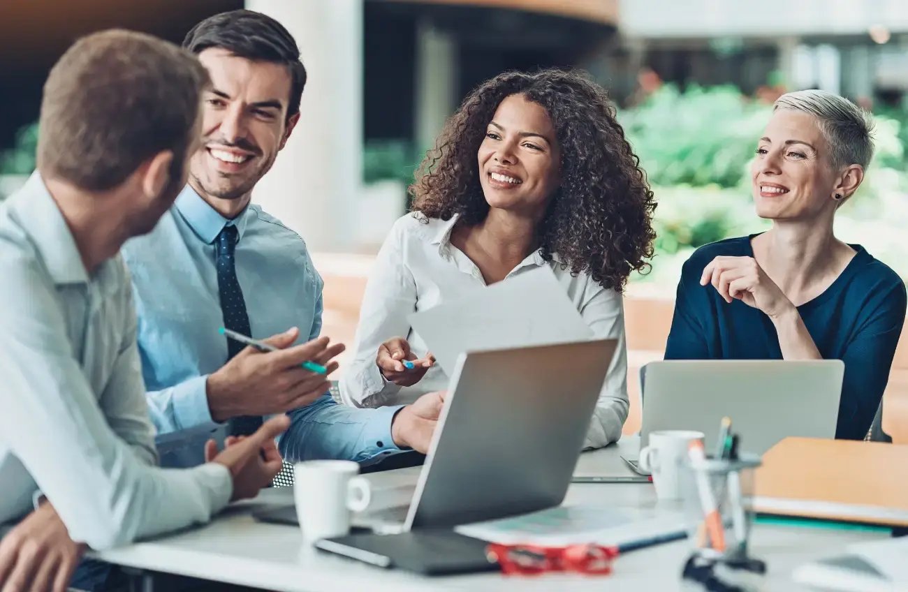 A group of people in an HR meeting